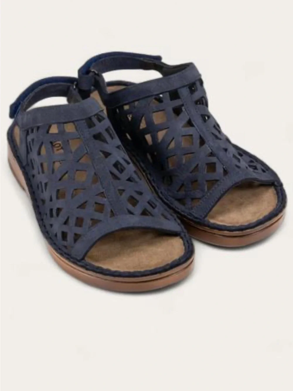 NAOT Amadora Steel Blue Navy Laser-Cut Slingback Sandal Size 41 Nearly New